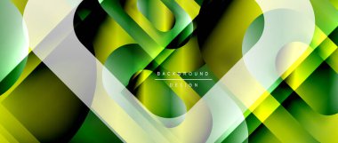 Çizgiler ve modern formlarla vektör geometrik arkaplan. Soyut yuvarlak şekiller, gölge ve ışık efektleri ile akışkan eğimli