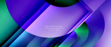 Çizgiler ve modern formlarla vektör geometrik arkaplan. Soyut yuvarlak şekiller, gölge ve ışık efektleri ile akışkan eğimli