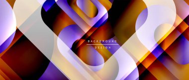 Çizgiler ve modern formlarla vektör geometrik arkaplan. Soyut yuvarlak şekiller, gölge ve ışık efektleri ile akışkan eğimli