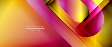 Çizgiler ve modern formlarla vektör geometrik arkaplan. Soyut yuvarlak şekiller, gölge ve ışık efektleri ile akışkan eğimli