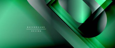 Çizgiler ve modern formlarla vektör geometrik arkaplan. Soyut yuvarlak şekiller, gölge ve ışık efektleri ile akışkan eğimli