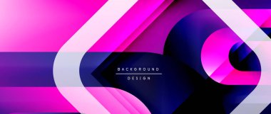 Çizgiler ve modern formlarla vektör geometrik arkaplan. Soyut yuvarlak şekiller, gölge ve ışık efektleri ile akışkan eğimli