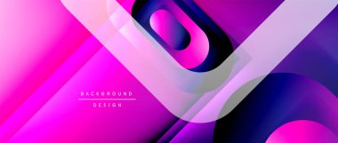 Çizgiler ve modern formlarla vektör geometrik arkaplan. Soyut yuvarlak şekiller, gölge ve ışık efektleri ile akışkan eğimli