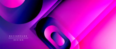 Çizgiler ve modern formlarla vektör geometrik arkaplan. Soyut yuvarlak şekiller, gölge ve ışık efektleri ile akışkan eğimli