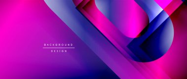 Çizgiler ve modern formlarla vektör geometrik arkaplan. Soyut yuvarlak şekiller, gölge ve ışık efektleri ile akışkan eğimli