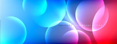 Vektör soyut arka plan sıvı baloncuk daireleri, gölgeler ve ışık efektleri ile sıvı gradyan. Metin için parlak tasarım şablonları