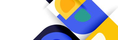 Soyut yuvarlak şekiller ve gölge efektleri tekrarlanan vektör modern geometrik arkaplan kümesi