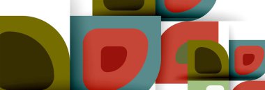 Soyut yuvarlak şekiller ve gölge efektleri tekrarlanan vektör modern geometrik arkaplan kümesi