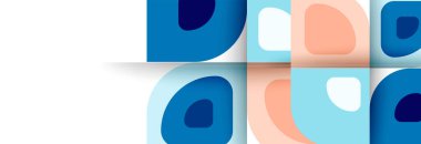 Soyut yuvarlak şekiller ve gölge efektleri tekrarlanan vektör modern geometrik arkaplan kümesi