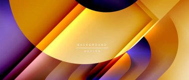 Çizgiler ve modern formlarla vektör geometrik arkaplan. Soyut yuvarlak şekiller, gölge ve ışık efektleri ile akışkan eğimli