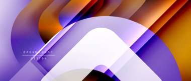 Çizgiler ve modern formlarla vektör geometrik arkaplan. Soyut yuvarlak şekiller, gölge ve ışık efektleri ile akışkan eğimli