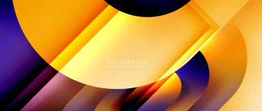 Çizgiler ve modern formlarla vektör geometrik arkaplan. Soyut yuvarlak şekiller, gölge ve ışık efektleri ile akışkan eğimli