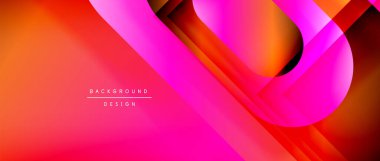 Çizgiler ve modern formlarla vektör geometrik arkaplan. Soyut yuvarlak şekiller, gölge ve ışık efektleri ile akışkan eğimli