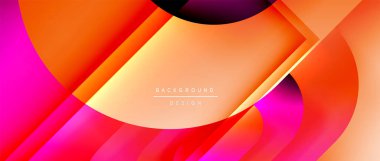 Çizgiler ve modern formlarla vektör geometrik arkaplan. Soyut yuvarlak şekiller, gölge ve ışık efektleri ile akışkan eğimli