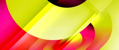 Çizgiler ve modern formlarla vektör geometrik arkaplan. Soyut yuvarlak şekiller, gölge ve ışık efektleri ile akışkan eğimli