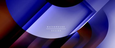 Çizgiler ve modern formlarla vektör geometrik arkaplan. Soyut yuvarlak şekiller, gölge ve ışık efektleri ile akışkan eğimli