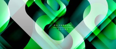 Çizgiler ve modern formlarla vektör geometrik arkaplan. Soyut yuvarlak şekiller, gölge ve ışık efektleri ile akışkan eğimli