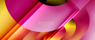 Çizgiler ve modern formlarla vektör geometrik arkaplan. Soyut yuvarlak şekiller, gölge ve ışık efektleri ile akışkan eğimli