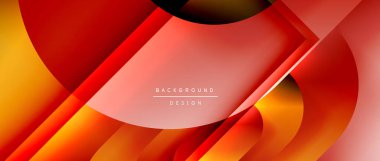 Çizgiler ve modern formlarla vektör geometrik arkaplan. Soyut yuvarlak şekiller, gölge ve ışık efektleri ile akışkan eğimli