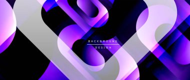 Çizgiler ve modern formlarla vektör geometrik arkaplan. Soyut yuvarlak şekiller, gölge ve ışık efektleri ile akışkan eğimli