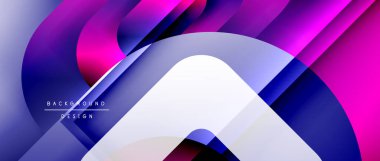 Çizgiler ve modern formlarla vektör geometrik arkaplan. Soyut yuvarlak şekiller, gölge ve ışık efektleri ile akışkan eğimli