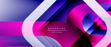 Çizgiler ve modern formlarla vektör geometrik arkaplan. Soyut yuvarlak şekiller, gölge ve ışık efektleri ile akışkan eğimli