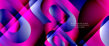 Çizgiler ve modern formlarla vektör geometrik arkaplan. Soyut yuvarlak şekiller, gölge ve ışık efektleri ile akışkan eğimli