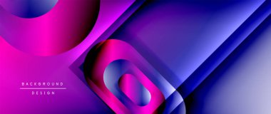 Çizgiler ve modern formlarla vektör geometrik arkaplan. Soyut yuvarlak şekiller, gölge ve ışık efektleri ile akışkan eğimli