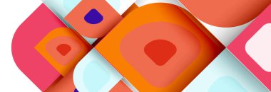 Soyut yuvarlak şekiller ve gölge efektleri tekrarlanan vektör modern geometrik arkaplan kümesi