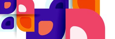 Soyut yuvarlak şekiller ve gölge efektleri tekrarlanan vektör modern geometrik arkaplan kümesi