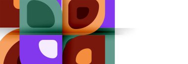 Soyut yuvarlak şekiller ve gölge efektleri tekrarlanan vektör modern geometrik arkaplan kümesi