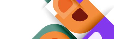 Soyut yuvarlak şekiller ve gölge efektleri tekrarlanan vektör modern geometrik arkaplan kümesi