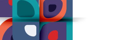 Soyut yuvarlak şekiller ve gölge efektleri tekrarlanan vektör modern geometrik arkaplan kümesi