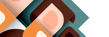 Soyut yuvarlak şekiller ve gölge efektleri tekrarlanan vektör modern geometrik arkaplan kümesi