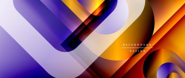 Çizgiler ve modern formlarla vektör geometrik arkaplan. Soyut yuvarlak şekiller, gölge ve ışık efektleri ile akışkan eğimli