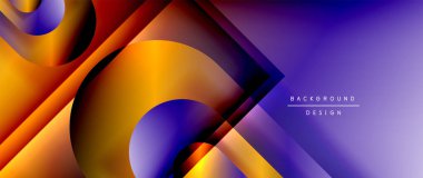 Çizgiler ve modern formlarla vektör geometrik arkaplan. Soyut yuvarlak şekiller, gölge ve ışık efektleri ile akışkan eğimli