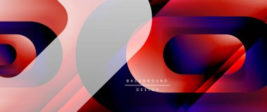 Çizgiler ve modern formlarla vektör geometrik arkaplan. Soyut yuvarlak şekiller, gölge ve ışık efektleri ile akışkan eğimli