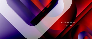 Çizgiler ve modern formlarla vektör geometrik arkaplan. Soyut yuvarlak şekiller, gölge ve ışık efektleri ile akışkan eğimli