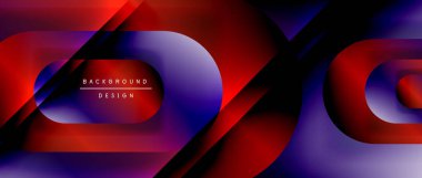 Çizgiler ve modern formlarla vektör geometrik arkaplan. Soyut yuvarlak şekiller, gölge ve ışık efektleri ile akışkan eğimli