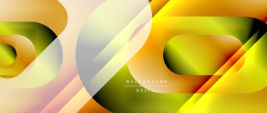 Çizgiler ve modern formlarla vektör geometrik arkaplan. Soyut yuvarlak şekiller, gölge ve ışık efektleri ile akışkan eğimli