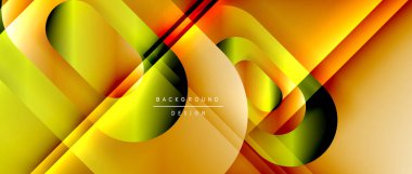 Çizgiler ve modern formlarla vektör geometrik arkaplan. Soyut yuvarlak şekiller, gölge ve ışık efektleri ile akışkan eğimli