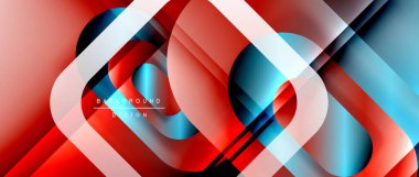 Çizgiler ve modern formlarla vektör geometrik arkaplan. Soyut yuvarlak şekiller, gölge ve ışık efektleri ile akışkan eğimli