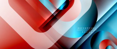 Çizgiler ve modern formlarla vektör geometrik arkaplan. Soyut yuvarlak şekiller, gölge ve ışık efektleri ile akışkan eğimli