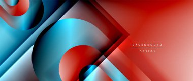 Çizgiler ve modern formlarla vektör geometrik arkaplan. Soyut yuvarlak şekiller, gölge ve ışık efektleri ile akışkan eğimli