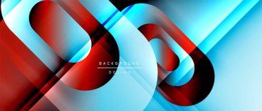 Çizgiler ve modern formlarla vektör geometrik arkaplan. Soyut yuvarlak şekiller, gölge ve ışık efektleri ile akışkan eğimli