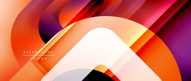 Çizgiler ve modern formlarla vektör geometrik arkaplan. Soyut yuvarlak şekiller, gölge ve ışık efektleri ile akışkan eğimli