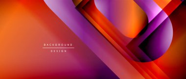 Çizgiler ve modern formlarla vektör geometrik arkaplan. Soyut yuvarlak şekiller, gölge ve ışık efektleri ile akışkan eğimli