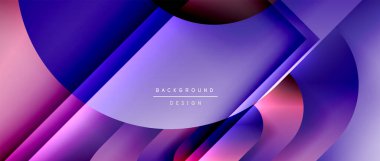 Çizgiler ve modern formlarla vektör geometrik arkaplan. Soyut yuvarlak şekiller, gölge ve ışık efektleri ile akışkan eğimli