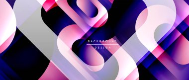 Çizgiler ve modern formlarla vektör geometrik arkaplan. Soyut yuvarlak şekiller, gölge ve ışık efektleri ile akışkan eğimli