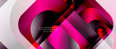 Çizgiler ve modern formlarla vektör geometrik arkaplan. Soyut yuvarlak şekiller, gölge ve ışık efektleri ile akışkan eğimli